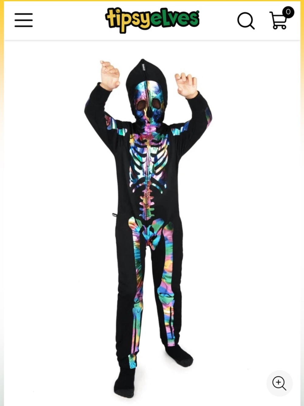 Tipsy Elves Kids Rainbow Skeleton Halloween Costume Youth XS 5 Hooded Jumpsuit